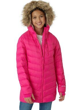 Cozy Girls' Long Parka Jacket - Down Bubble Coat with Fur Hood, Sizes 3-16